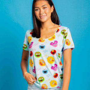 Baby Kids Bamboo Pajamas — Sesame Street™ Elmo and Friends Women's Short Sleeve T-Shirt — Image 1