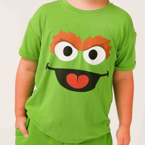 Baby Kids Bamboo Pajamas — Sesame Street™ Oscar T-Shirt — Image 1
