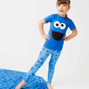 Baby Kids Bamboo Pajamas — Sesame Street™ Cookie Monster Short Sleeve Pajama Set — Image 1
