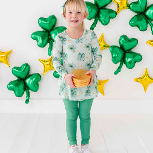 Baby Kids Bamboo Pajamas — Shamrockin' Sparkles Top & Tights Set — Image 1