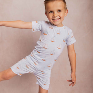 Baby Kids Bamboo Pajamas — Ship Happens Short Sleeve Two-Piece Pajama Shorts Set — Image 1