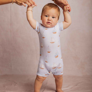 Baby Kids Bamboo Pajamas — Ship Happens Shortie Romper — Image 1