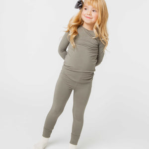 Baby Kids Bamboo Pajamas — Olive The Above Long Sleeve Pajama Set — Image 1