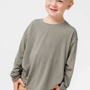 Baby Kids Bamboo Pajamas — Olive The Above Long Sleeve Shirt — Image 1