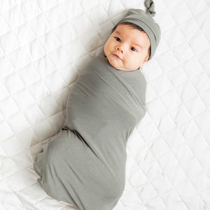 Baby Kids Bamboo Pajamas — Olive The Above Swaddle & Beanie Set — Image 1