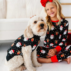 Baby Kids Bamboo Pajamas — Snow Ho Ho Dog Sweater — Image 1