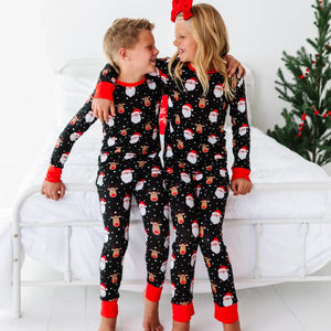 Baby Kids Bamboo Pajamas — Snow Ho Ho Two-Piece Pajama Set — Image 1