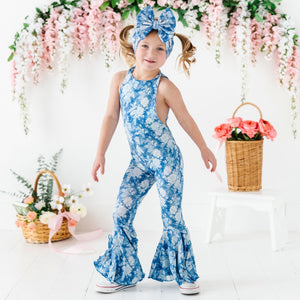 Baby Kids Bamboo Pajamas — Southern Rose Backless Romper — Image 1