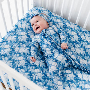 Baby Kids Bamboo Pajamas — Southern Rose Crib Sheet — Image 1