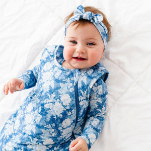 Baby Kids Bamboo Pajamas — Southern Rose Headwrap — Image 1