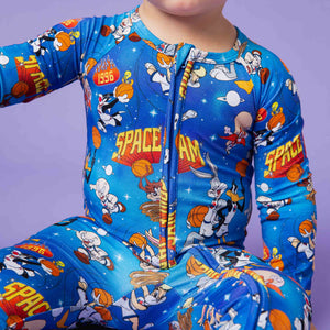 Baby Kids Bamboo Pajamas — Space Jam™ Convertible Romper — Image 1