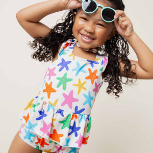 Baby Kids Bamboo Pajamas — Star of the Shore Peplum One Piece Swimsuit — Image 1