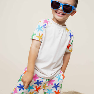 Baby Kids Bamboo Pajamas — Star of the Shore Short Sleeve Rash Guard — Image 1