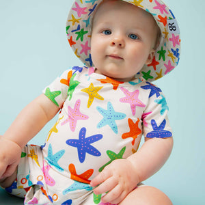 Baby Kids Bamboo Pajamas — Star of the Shore Shortie Romper — Image 1
