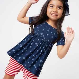 Baby Kids Bamboo Pajamas — Star of the Show Short Sleeve Empire Waist Top & Shorts Set — Image 1