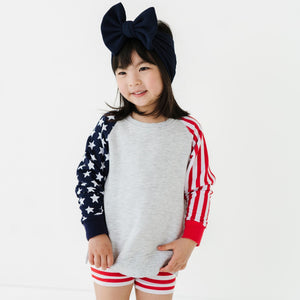 Baby Kids Bamboo Pajamas ā Stars & Stripes Crew Neck Sweatshirt ā Image 1