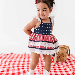 Baby Kids Bamboo Pajamas ā USA Tiered Ruffle Dress ā Image 1