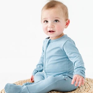 Baby Kids Bamboo Pajamas — Storm Footie — Image 1