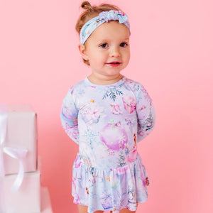 Baby Kids Bamboo Pajamas — Sugar Plum Dreams Ruffle Dress — Image 1