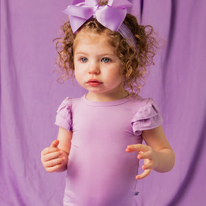 Baby Kids Bamboo Pajamas — Sugarplum Bow Headband — Image 1