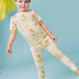 Baby Kids Bamboo Pajamas — Sunny Side Up Short Sleeve Pajama Set — Image 1