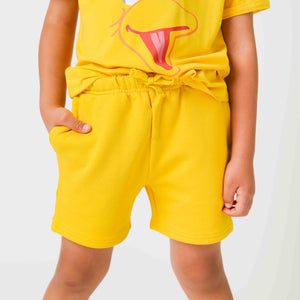 Baby Kids Bamboo Pajamas — Sunny Yellow Pull-On Shorts — Image 1