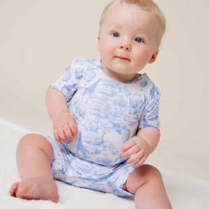 Baby Kids Bamboo Pajamas — Sweet Safari Shortie Romper — Image 1