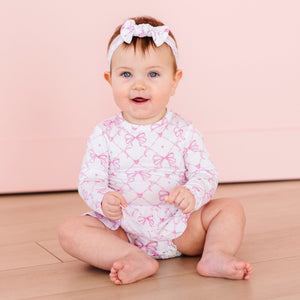 Baby Kids Bamboo Pajamas — Take A Bow Ruffle Dress — Image 1
