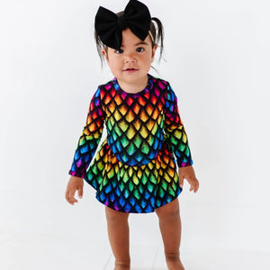 Baby Kids Bamboo Pajamas — Take The Throne Long Sleeve Ruffle Dress — Image 1