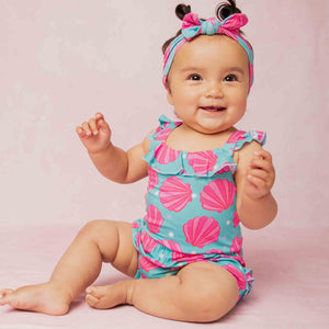 Baby Kids Bamboo Pajamas — Talk to the Shell Bubble Romper — Image 1