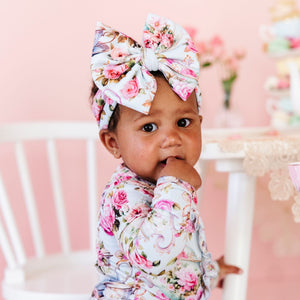 Baby Kids Bamboo Pajamas — Tea-rific Biggie Bow — Image 1