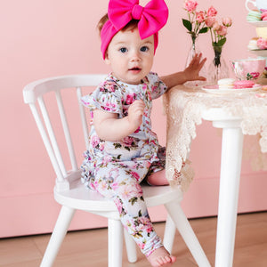Baby Kids Bamboo Pajamas — Tea-rific Cap Sleeve Romper — Image 1