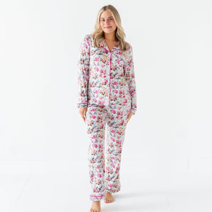 Baby Kids Bamboo Pajamas — Tea-rific Women's Collar Shirt & Pants Set — Image 1