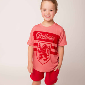 Baby Kids Bamboo Pajamas — Harry Potter™ Team Gryffindor Short Sleeve T-Shirt & Shorts Set — Image 1