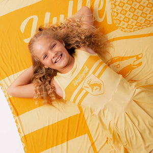 Baby Kids Bamboo Pajamas — Harry Potter™ Team Hufflepuff Bum Bum Blanket — Image 1