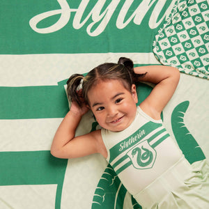 Baby Kids Bamboo Pajamas — Harry Potter™ Team Slytherin Bum Bum Blanket — Image 1