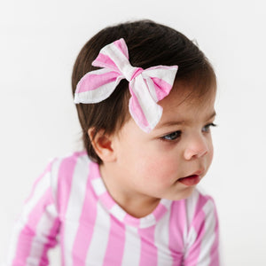 Baby Kids Bamboo Pajamas — Tickle Me Pink Woven Piggy Clip — Image 1