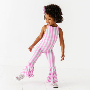 Baby Kids Bamboo Pajamas — Tickle Me Pink Backless Romper — Image 1