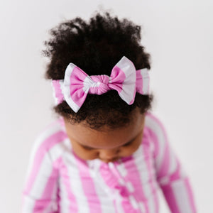 Baby Kids Bamboo Pajamas — Tickle Me Pink Headwrap — Image 1