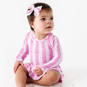 Baby Kids Bamboo Pajamas ā Tickle Me Pink Ruffle Dress ā Image 1