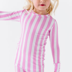 Baby Kids Bamboo Pajamas — Tickle Me Pink Two-Piece Pajama Set — Image 1