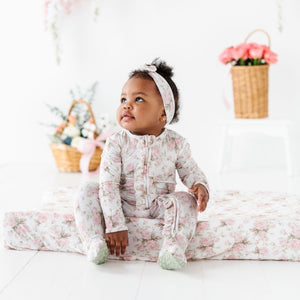 Baby Kids Bamboo Pajamas — Timeless Trellis Changing Pad Cover — Image 1