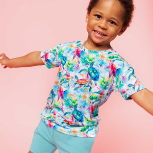 Baby Kids Bamboo Pajamas — The Turtle Package Short Sleeve T-Shirt & Shorts Set — Image 1