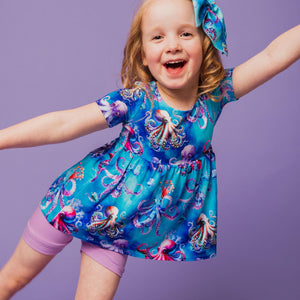 Baby Kids Bamboo Pajamas — Tenta-cool Short Sleeve Empire Waist Top & Shorts Set — Image 1