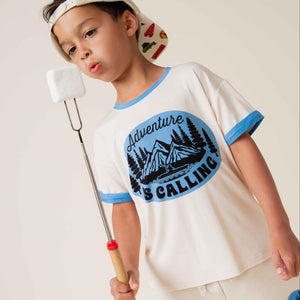 Baby Kids Bamboo Pajamas — Trail Mix Ringer T-Shirt — Image 7