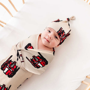 Baby Kids Bamboo Pajamas — Swaddle Beanie Set Transformers™ Optimus Prime — Image 1