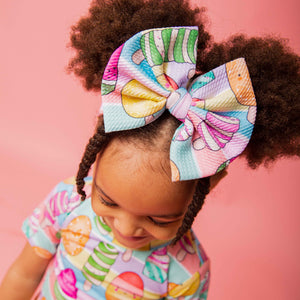 Baby Kids Bamboo Pajamas — Treat Yo'Self Biggie Bow — Image 1