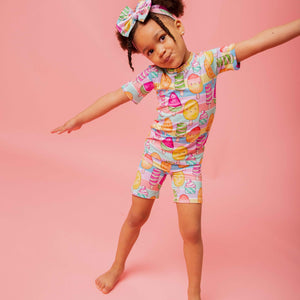 Baby Kids Bamboo Pajamas — Treat Yo'Self Short Sleeve Two-Piece Pajama Shorts Set — Image 1