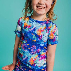 Baby Kids Bamboo Pajamas — Current Crew Short Sleeve Two-Piece Pajama Shorts Set — Image 1