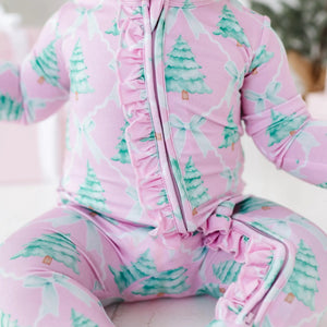Baby Kids Bamboo Pajamas — Un-fir-gettable Ruffle Footie — Image 1